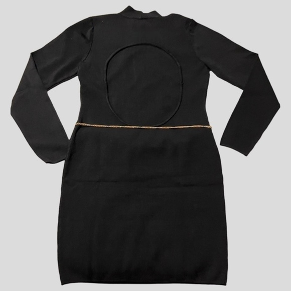 GUESS NWT Mariah Long Sleeve Mock Neck Open Back MiniDress w/Logo Chain Belt/XL - Picture 11 of 15